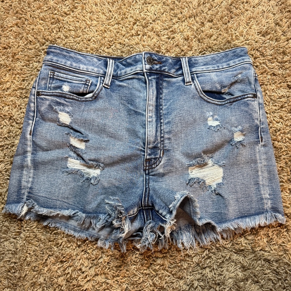 Harper Light Blue American Flag Denim Shorts